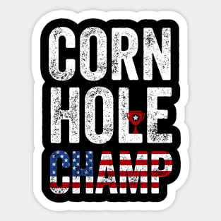 Cornhole Champ Funny Toss Bean Bag Game USA flag Cornhole Sticker